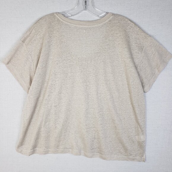 Lou & Grey 100% Linen Boxy Top Tee Light Beige Burnout Minimalist size L Neutral - Picture 6 of 11